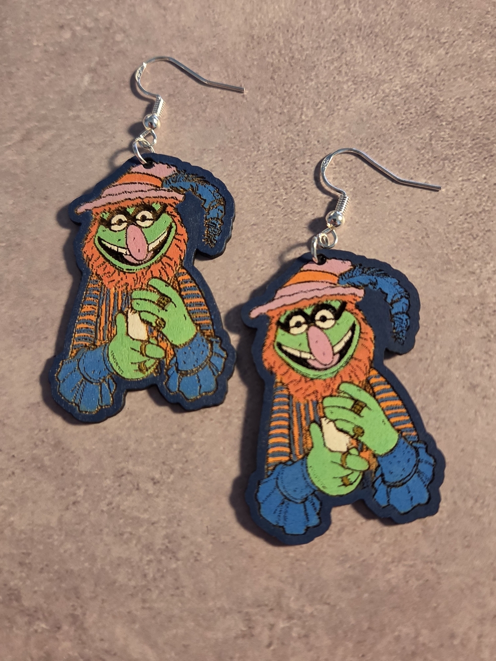 Dr TEETH Electric Mayhem MUPPET Earrings - Colorful Character Dangles